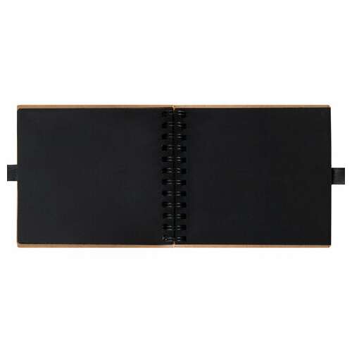  Фотоальбом 16х18 см, 20 черных листов, обложка крафт, уголки/стикеры/ручка/клей, brg black&kraft, 880652 | Фотоальбомы