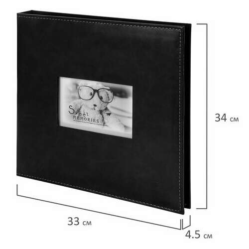  Фотоальбом brauberg "premium black" 20 магнитных листов 30х32 см, под кожу, черный, 391186 | Фотоальбомы