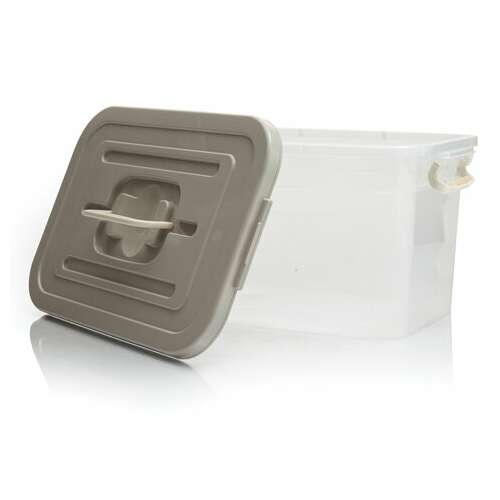  Ящик-контейнер 10 л с крышкой на защелках и ручкой, 19х35х23 см, пластик, прозрачный, крышка ассорти, 810, 438100065 | Ящики, боксы и корзины универсальные