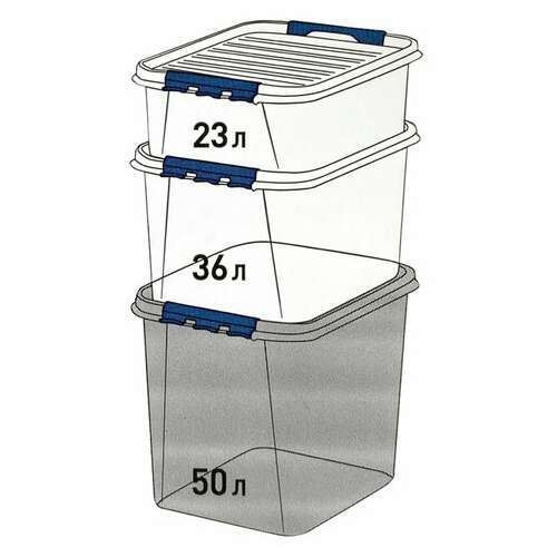  Ящик-контейнер 50 л с крышкой на защелках "профи", 40х50х39 см, штабелируемый, прочный, прозрачный, 437960000 | Ящики, боксы и корзины универсальные