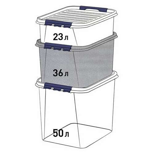  Ящик-контейнер 36 л с крышкой на защелках "профи", 29х50х39 см штабелируемый, прочный, прозрачный, 437950000 | Ящики, боксы и корзины универсальные