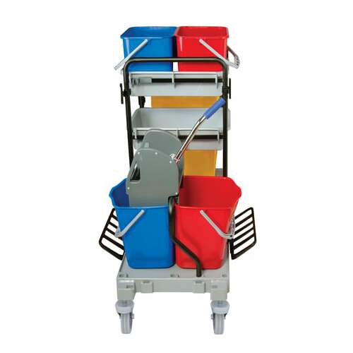  Тележка уборочная brabix, ведра 2х20 л, 2х11 л, механический отжим, держатель для мешка, мешок, 2 поддона, 601501 | Тележки уборочные