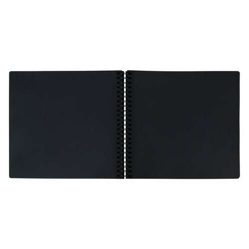  Фотоальбом 30х32 см, 48 черных листов, уголки, стикеры, ручка, клей, brauberg black line, 880650 | Фотоальбомы