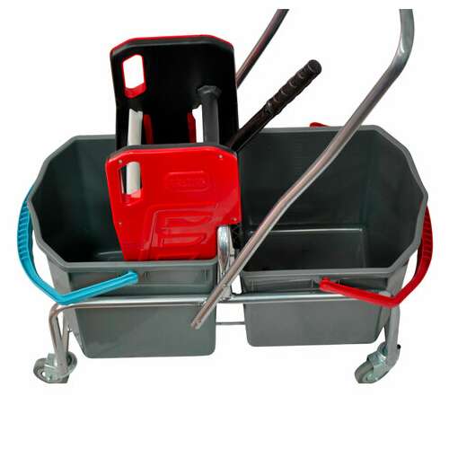  Тележка уборочная eco-force, 2 съемных ведра по 25 л, отжим, металлический каркас, бесшумные колеса, 22ef/2 | Тележки уборочные