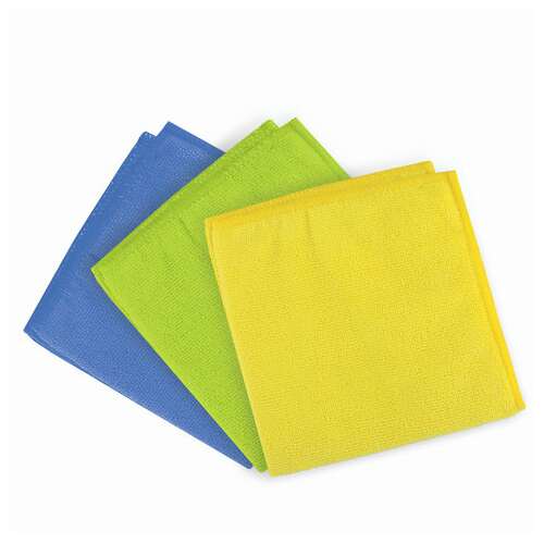  Салфетки из микрофибры универсальные 25х25 см, комплект 3 шт., ассорти (синяя, зеленая, желтая), 200 г/м2, laima, 601243 | Салфетки хозяйственные