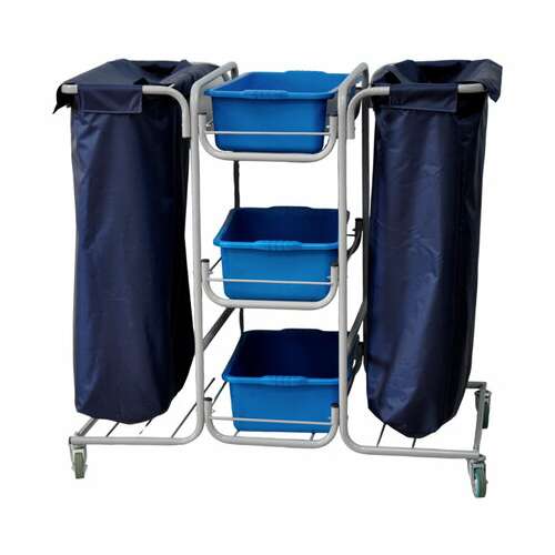 Тележка уборочная eco-force многофункциональная (отель, кафе, столовые, офис), 3 поддона, 2 держателя и основания для мешка, 2 мешка, 26ef/4  Тележка уборочная eco-force многофункциональная (отель, кафе, столовые, офис), 3 поддона, 2 держателя и основания для мешка, 2 мешка, 26ef/4 | Тележки уборочные