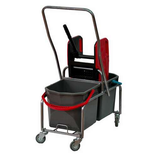  Тележка уборочная eco-force, 2 съемных ведра по 25 л, отжим, металлический каркас, бесшумные колеса, 22ef/2 | Тележки уборочные