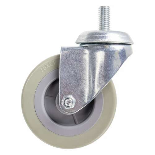  Колеса для уборочной тележки с штоком с резьбой, диаметр 75 мм, комплект 4 штуки, brabix, 605380 | Тележки уборочные