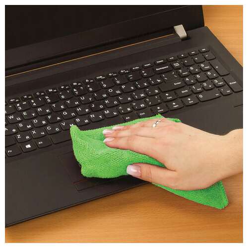  Салфетка из микрофибры универсальная 30х30 см, зеленая, 280 г/м2, офисмаг "стандарт", 601259 | Салфетки хозяйственные