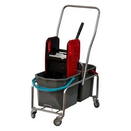  Тележка уборочная eco-force, 2 съемных ведра по 25 л, отжим, металлический каркас, бесшумные колеса, 22ef/2 | Тележки уборочные