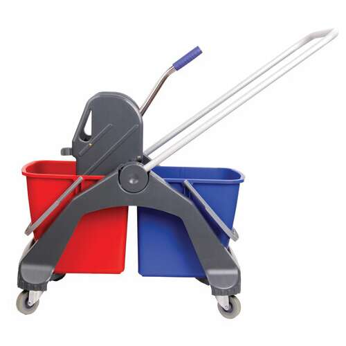  Тележка уборочная brabix, 2 съемных ведра 30 л, механический отжим, пластиковый каркас, фиксирующаяся ручка, 606661 | Тележки уборочные