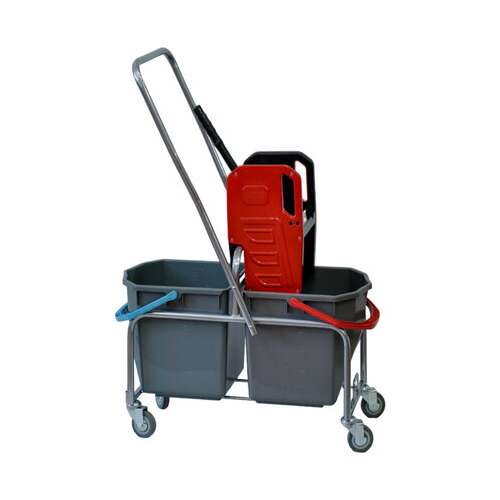  Тележка уборочная eco-force, 2 съемных ведра по 25 л, отжим, металлический каркас, бесшумные колеса, 22ef/2 | Тележки уборочные