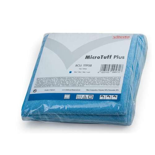  Салфетка vileda "микротаффплюс", комплект 5 шт., микрофибра, голубые, 38х38 см, 340 г/м2, 111958 | Салфетки хозяйственные