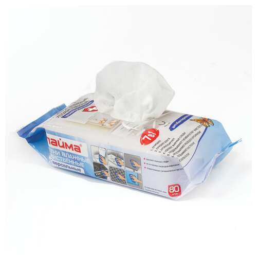  Салфетки влажные хозяйственные laima "универсальные "7 в 1", антибактериальные, 80 шт., 605659 | Салфетки влажные хозяйственные
