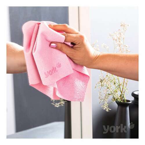  Салфетка из микрофибры губчатая pva/пва супервпитывающая 30х35 см, long fresh, розовая, 275 г/м2, york, 26250 | Салфетки хозяйственные