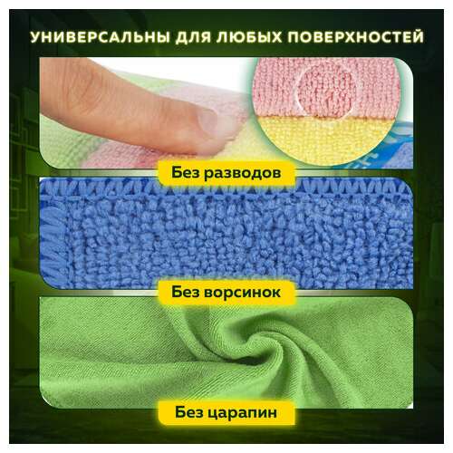  Салфетка из микрофибры универсальная 30х30 см, комплект 4 шт., multi pro colour, 280 г/м2, laima, 607792 | Салфетки хозяйственные