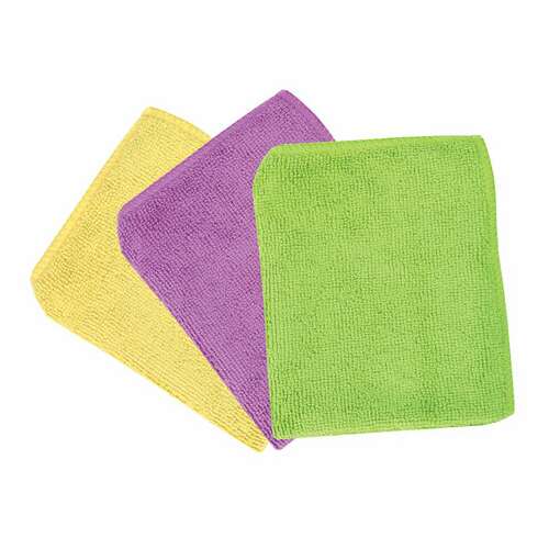  Салфетки из микрофибры универсальные 30х30 см, комплект 3 шт., ассорти, 180 г/м2, любаша эконом, 606306 | Салфетки хозяйственные