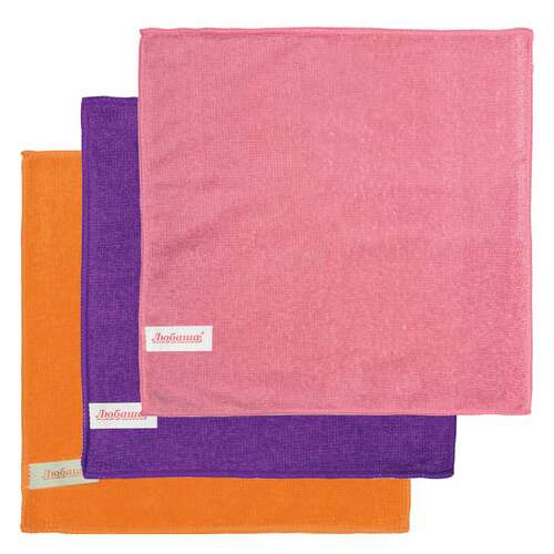  Салфетки из микрофибры универсальные 25х25 см, комплект 12 шт., ассорти, 180 г/м2, любаша, 603938 | Салфетки хозяйственные