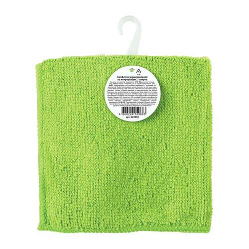  Салфетка из микрофибры универсальная 25х25 см, зеленая, 180 г/м2, любаша эконом, 603950 | Салфетки хозяйственные