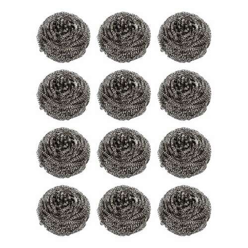  Губки (мочалки) металлические, спиральные, 12х15 г, комплект 12 шт., для посуды, гриля, плиты, laima, 606658 | Губки хозяйственные