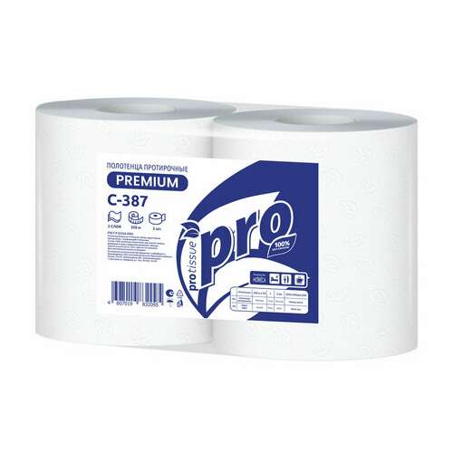  Бумага протирочная 350 м с перфорацией, protissue (w1) 2-слойная, 1000 листов 24х35 см, комплект 2 шт., с387 | Протирочная бумага и материалы