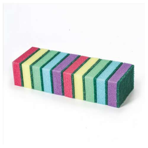  Губки бытовые maxi, 27х96х64 мм, комплект 10 шт., поролон/абразив, для посуды/уборки, laima, к0003, 601552 | Губки хозяйственные