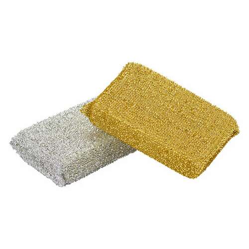  Губки бытовые, 28х115х78 мм, комплект 2 шт., поролон в металлизированной оплетке, laima, к1011, 601592 | Губки хозяйственные