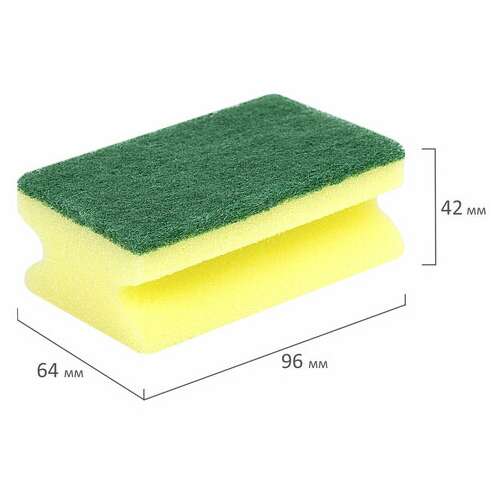  Губки бытовые maxi, 42х96х64 мм, комплект 2 шт., поролон/абразив профильные, для посуды, laima, к0015, 601557 | Губки хозяйственные