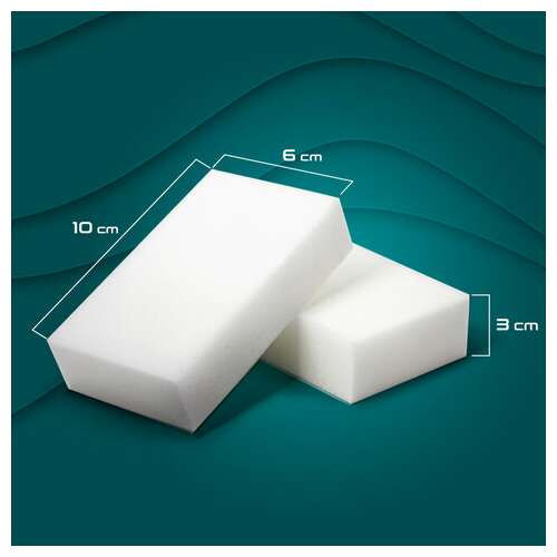  Губка-ластик меламиновая для удаления пятен, для чистки кухни, уборки, обуви, 10х6х3 см, комплект 3 шт., полибэг, laima, 605035 | Губки хозяйственные