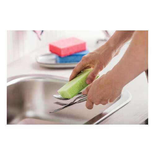  Губки бытовые maxi, 3х10х7 см, комплект 6+1 шт., поролон/абразив, для посуды/уборки, color, york, 30180 | Губки хозяйственные