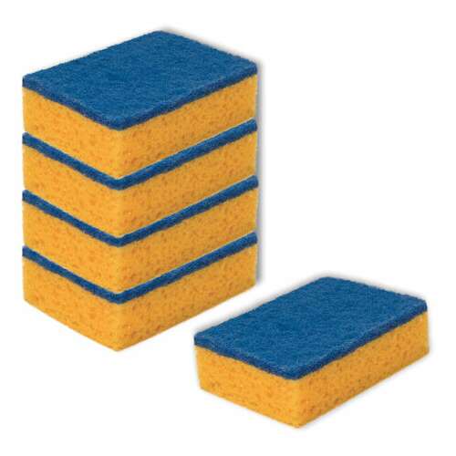  Губки бытовые maxi, 3х10х7,5 см, комплект 5 шт., поролон/абразив, для посуды/уборки premium, york, 30300 | Губки хозяйственные