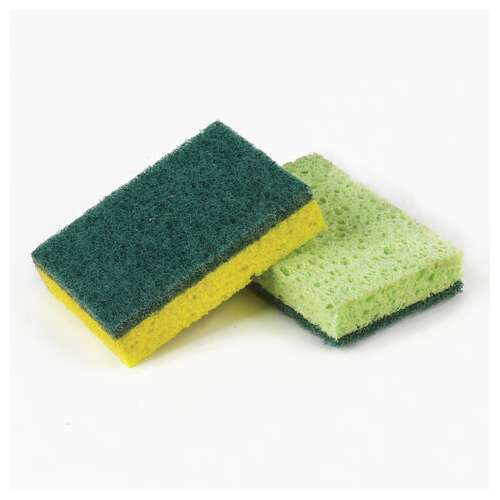  Губки бытовые, 20х95х65 мм, комплект 2 шт., целлюлозные (губчатые) с абразивом, laima, к1106, 605487 | Губки хозяйственные