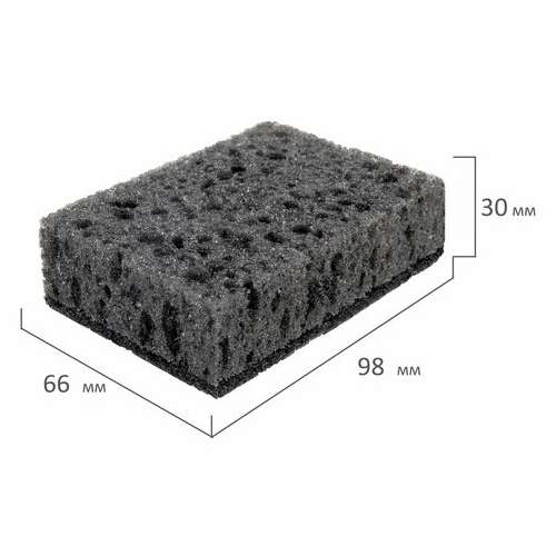  Губки для посуды square black 98х66х30 мм, комплект 10 шт., крупнопористый поролон/абразив laima, 608648 | Губки хозяйственные
