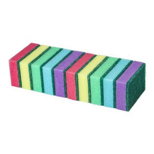  Губки бытовые standart, 26х80х53 мм, комплект 10 шт., поролон/абразив для посуды/уборки, laima, к002, 601551 | Губки хозяйственные