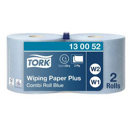  Бумага протирочная tork (система w1, w2), комплект 2 штуки, advanced, 750 листов в рулоне, 34х23,5 см, 2-слойная, 130052 | Протирочная бумага и материалы