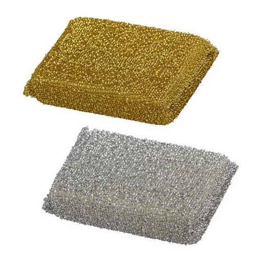  Губки бытовые, 28х115х78 мм, комплект 2 шт., поролон в металлизированной оплетке, laima, к1011, 601592 | Губки хозяйственные