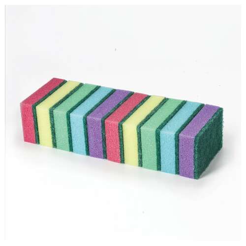  Губки бытовые maxi, 27х96х64 мм, комплект 10 шт., поролон/абразив, для посуды/уборки, офисмаг, к0012, 601553 | Губки хозяйственные