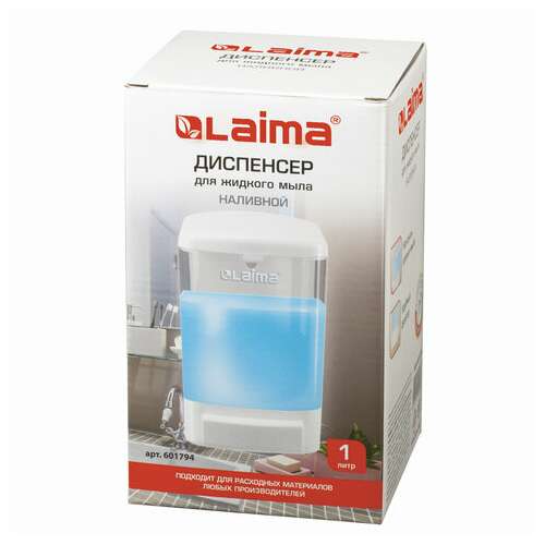  Дозатор для жидкого мыла laima, наливной, 1 л, белый, abs-пластик, 601794 | Дозаторы для жидкого мыла