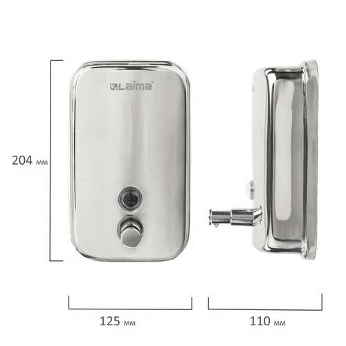  Дозатор для жидкого мыла laima basic, 1 л, нержавеющая сталь, зеркальный, 601796 | Дозаторы для жидкого мыла