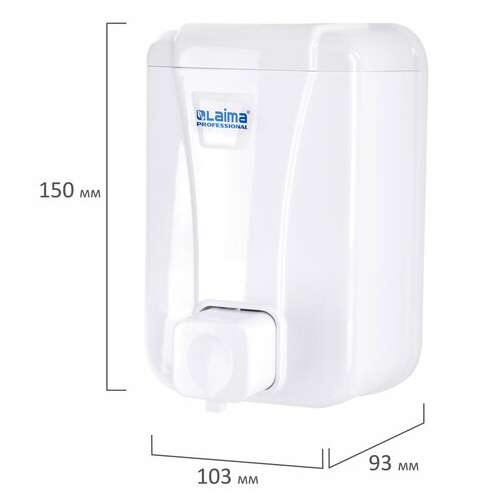  Дозатор для жидкого мыла laima professional lsa, наливной, объем 0,5 л, цвет белый, 607994, 3420-0 | Дозаторы для жидкого мыла