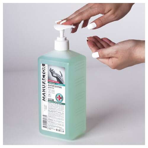  Антисептик для рук и поверхностей спиртосодержащий (70%) с дозатором 1 л manufactor, дезинфицирующий, жидкость, n30933 | Антисептики для рук и поверхностей