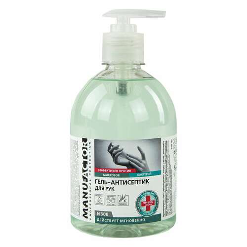  Антисептик-гель для рук спиртосодержащий (70%) с дозатором 500 мл manufactor, дезинфицирующий, n30843 | Антисептики для рук и поверхностей