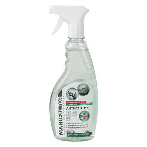  Антисептик для рук и поверхностей спиртосодержащий (70%) с распылителем 500 мл manufactor, дезинфицирующий, жидкость, n30927 | Антисептики для рук и поверхностей