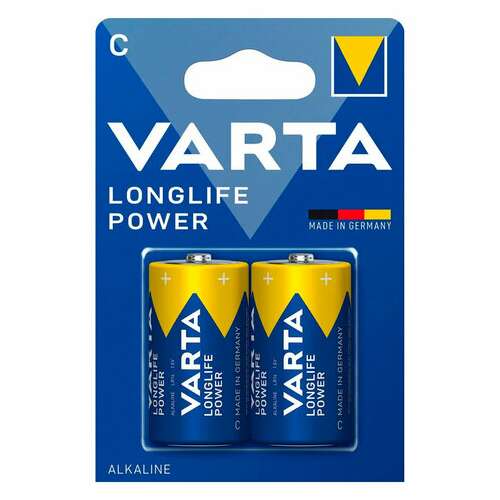  Батарейки алкалиновые комплект 2 шт., varta longlife power, c (lr14, 14а), блистер, 4914121412 | Батарейки