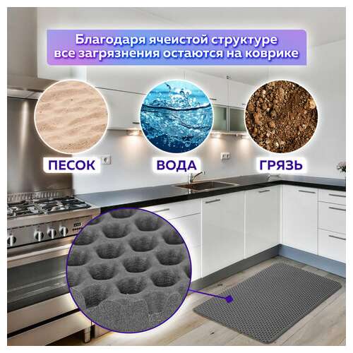  Коврик eva / эва универсальный 35х45 см ячеистый (соты) применим для сушки посуды, кухни, ванной, животных, цвет серый, laima, 608712 | Коврики ячеистые универсальные эва/eva
