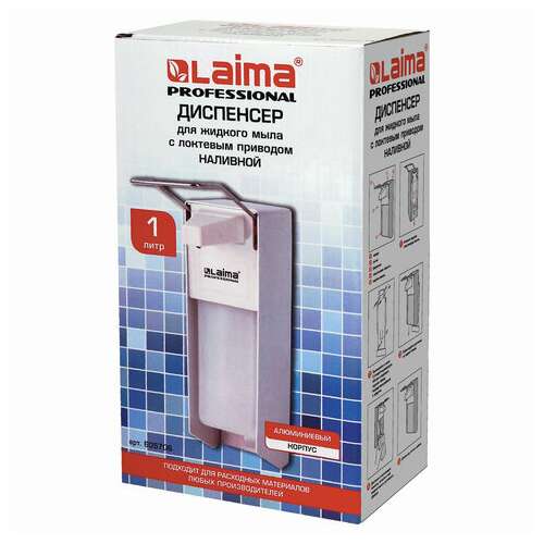  Дозатор локтевой для жидкого мыла и геля-антисептика, с еврофлаконом 1 л, laima, металлический, 605706 | Дозаторы локтевые для мыла и антисептиков
