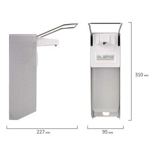  Дозатор локтевой для жидкого мыла и геля-антисептика, с еврофлаконом 1 л, laima, металлический, 605706 | Дозаторы локтевые для мыла и антисептиков