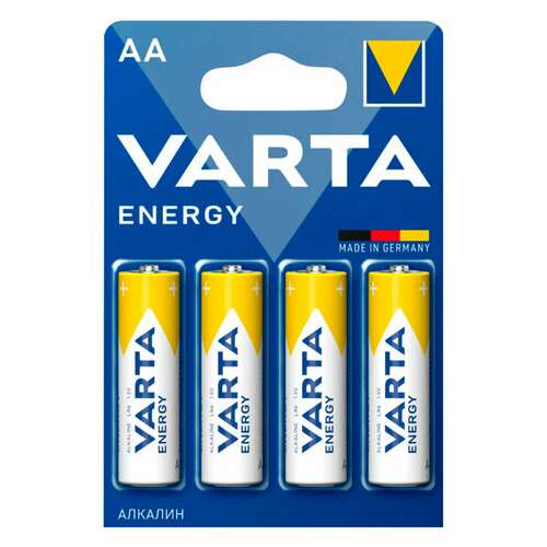  Батарейки алкалиновые "пальчиковые" комплект 4 шт., varta energy, аа (lr6, 24а), блистер, 4106229414 | Батарейки