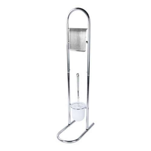  Стойка напольная ерш с подставкой + держатель туалетной бумаги, сталь/пластик, зеркальный, laima, 607433 | Держатели для бытовой туалетной бумаги