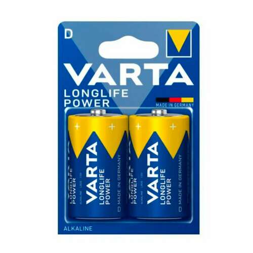  Батарейки алкалиновые комплект 2 шт., varta longlife power, d (lr20, 13а), блистер, 4920121412 | Батарейки